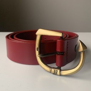 John Fluevog Red Leather Devil Tail Belt Size 34 (approx)